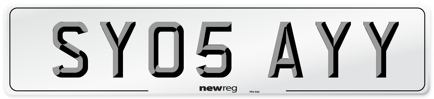 SY05 AYY Number Plate from New Reg